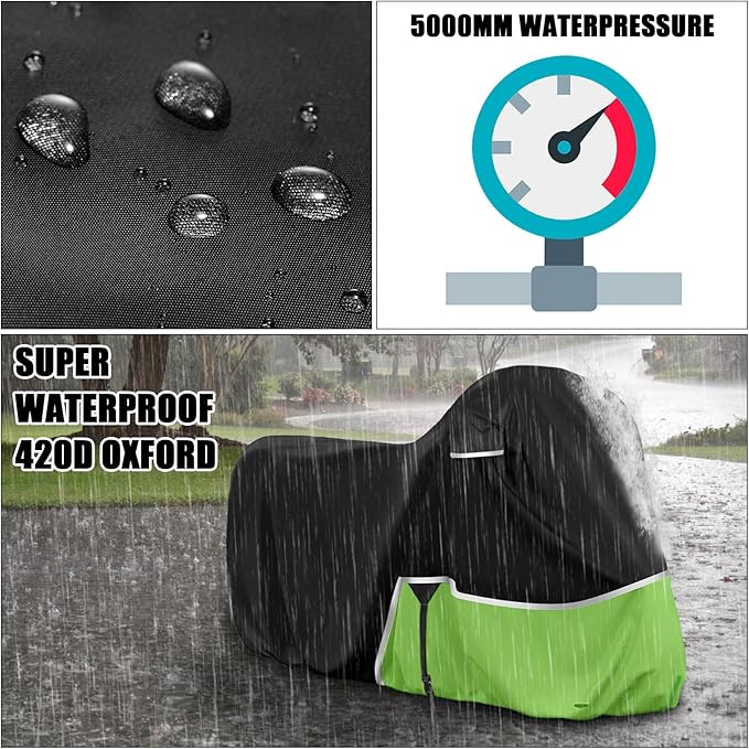 Waterproof Motorcycle Cover Replace for Kawasaki Z125/Z125 Pro/KLX 110 Models, 420D Oxford Cloth Motorcycle Cover for Snow Rain Dust Protection