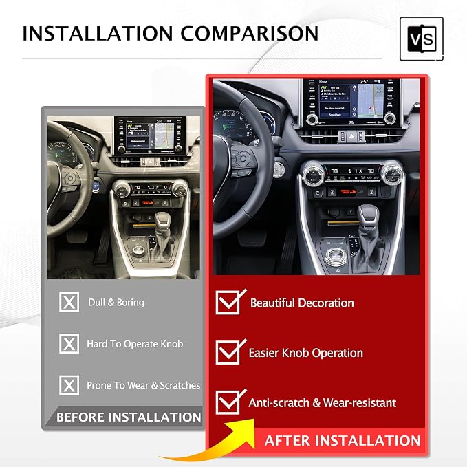 for Toyota RAV4 Hybrid/Plug-in Hybrid Accessories 2019 2020 2021 2022 2023 2024 2025, 7-Piece Aluminum Alloy Knob Cover Trim Kit - Push Start Button, AC, Volume & Drive Mode (Bling)