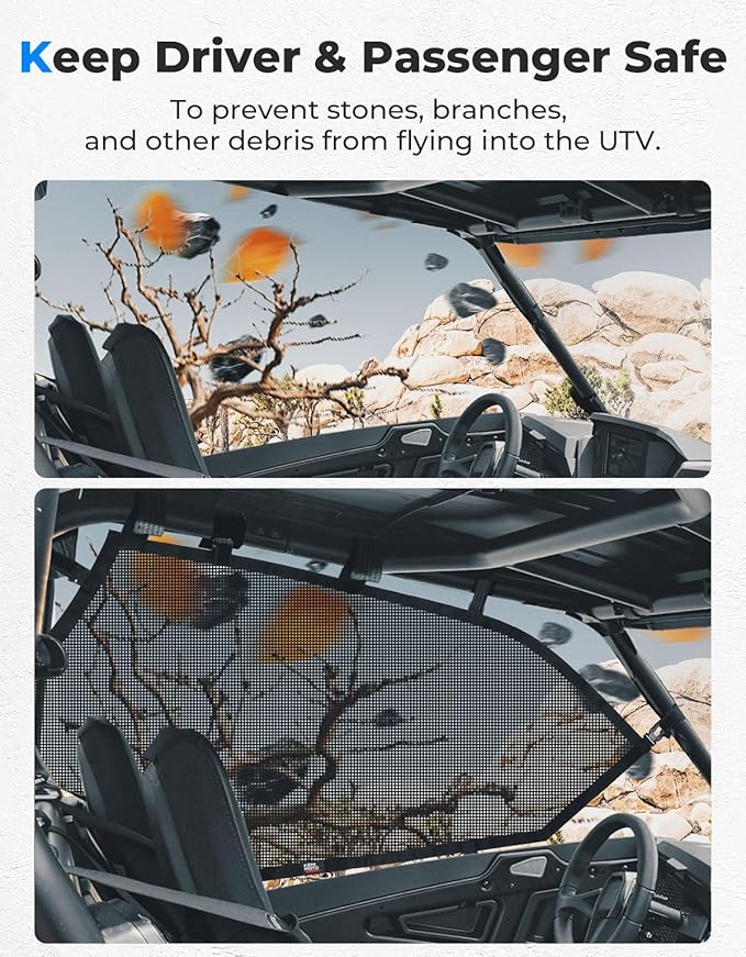 KEMIMOTO XP 1000 Window Mesh Net Roll Cage Side Window Mesh Shield Protective Door Net Compatible with 2014-2023 Polaris RZR XP 1000/ 2016-2021 RZR XP Turbo 2 Door