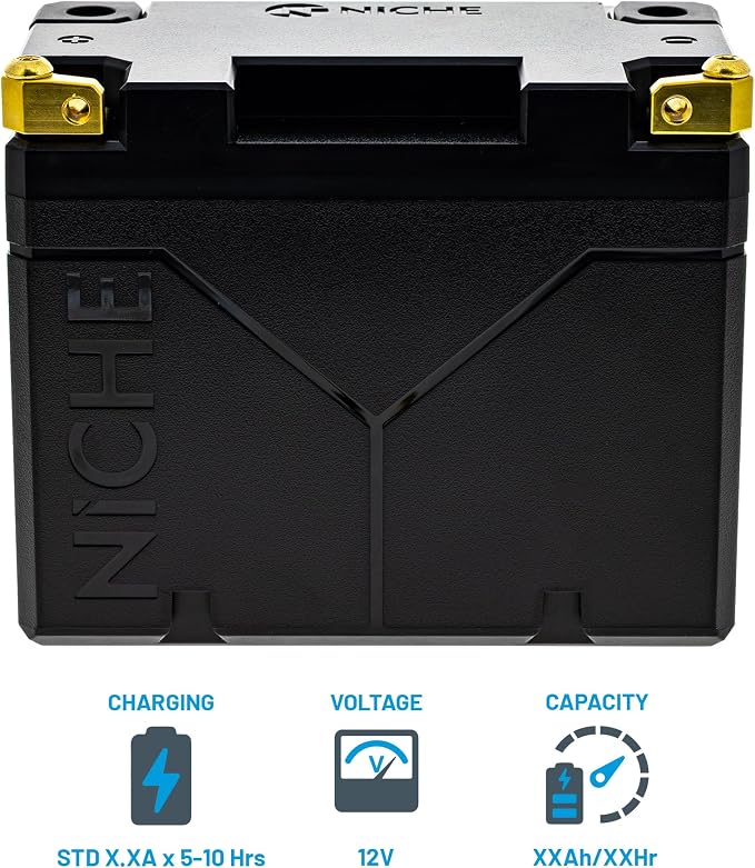NICHE Lithium Battery with Charger YB12B-B2 12V 4Ah 240A for Yamaha BW350 Suzuki GS300 GS450