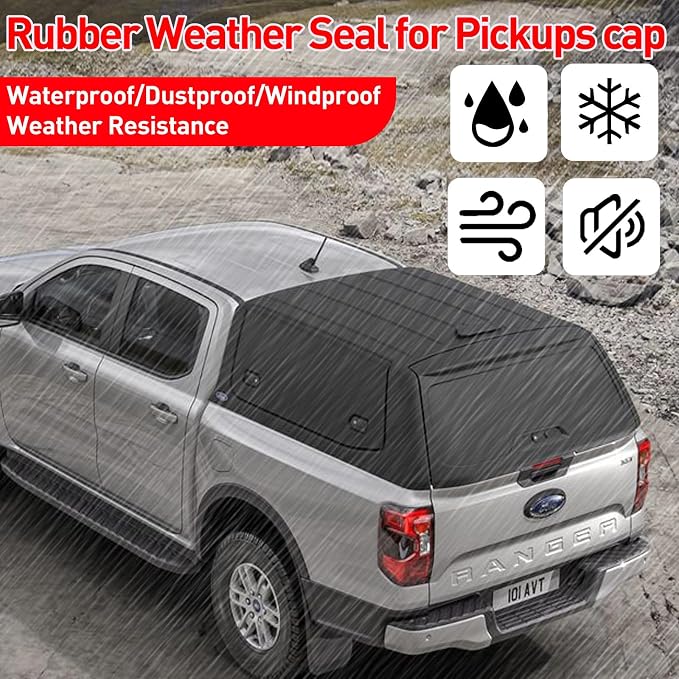 Tonneau Cover Seal Adhesive Tailgate Seal, Truck Topper Seal Rubber Weather Stripping with Triple Bulb, Camper Shell Seal Kit Replacement Parts Accessories(13.1Ft)