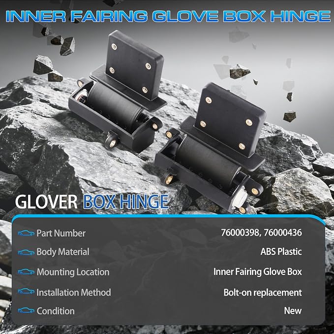 Inner Fairing Media Glove Box Hinge Left & Right Set Compatible with Harley-Davidson All Road Glide FLTR 2015-2024, Media Storage Lid Hinge Replacement 76000398, 76000436, 76000398-00