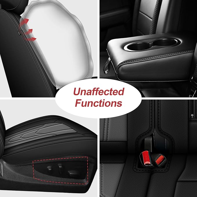TTX for Ford F150 2009-2024 2025 2026 Seat Covers & F250 F350 F450 2017-2026 Seat Protectors with Durable and Faux Leather(Full Set,Black&Grey)