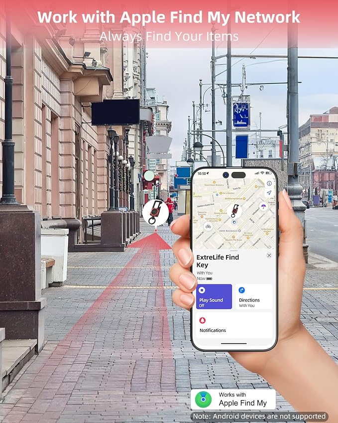 ExtreLife Keychain, Works with Apple Find My, Bottle Opener, Carabiner Car Key Chains with Gps Tracker