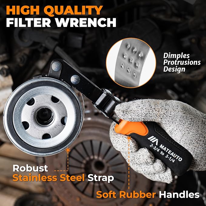 8-Piece Oil Filter Wrench Set | Adjustable Oil Filter Wrenches 2-3/4" to 5-1/4", 9" & 12" Universal Removal Tool, 1/2" to 3/8" Adapter, Storage Case