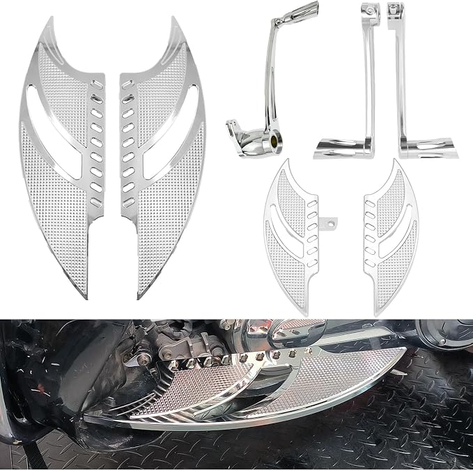 Motorcycle Driver Floorboard Front Rider Footboards Passenger Foot Pegs Brake Arm Pedal Lever Heel Toe Shift Levers Fit For Harley Touring Road King Street Glide Sportster Dyna (Chrome)