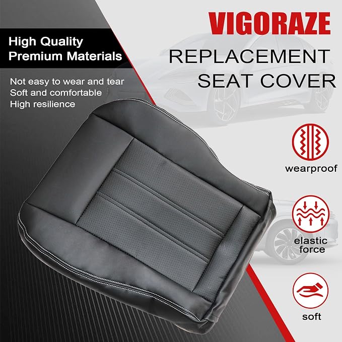Driver & Passenger Bottom & Top Replacement Seat Covers Black Compatible with Chrysler Town & Country 2011 2012 2013 2014 2015 2016