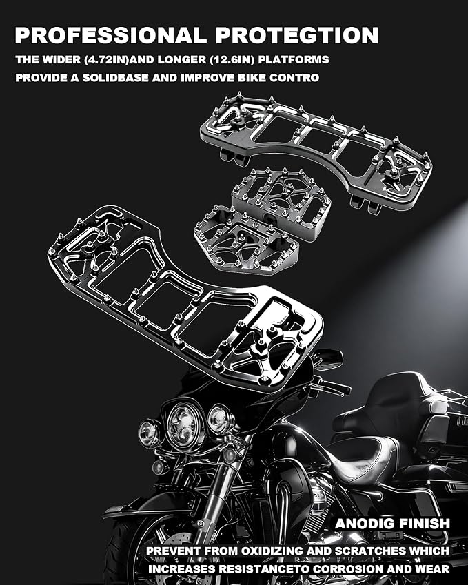 Motorcycle Floorboards Driver Passenger Footboards Set Stretched Foot Pegs For Dyna FLD/Electra Road Street Glide/Softail/Road King/Trike/Ultra Limited