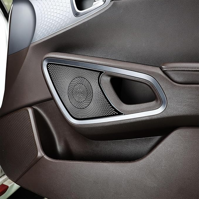 Stainless Steels Upper Air Outlet Speaker Cover Steels Interior Speaker Decoration Trim Cover Compatible with Kia Soul 2020-2025 Accessories (Black)