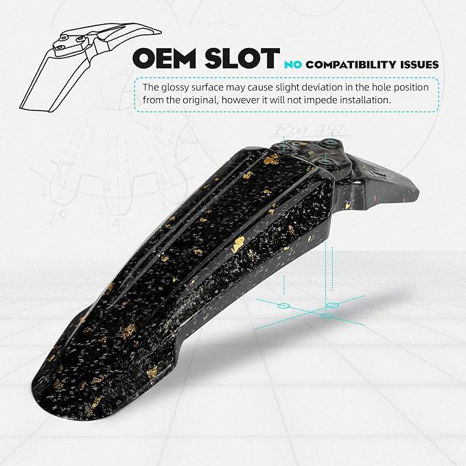 Funparts Sur Ron Front Fender,Carbon Fiber Motorcycle Fender Mud Guard for Surron Sur Ron LBX X260 X160 Electric Dirt Bike Gold