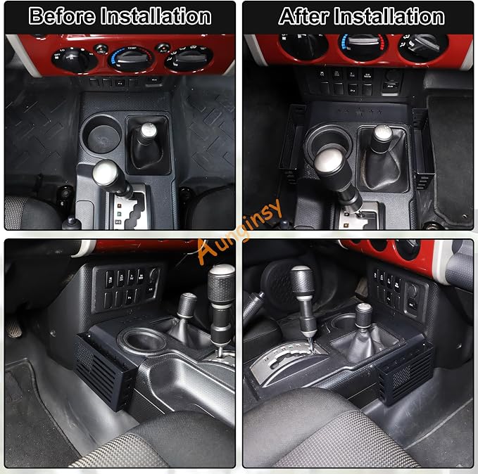 Aunginsy Center Console Gear Storage Box Basket Fit Toyot@a FJ Cruiser 2007-2024 Aluminum Gear Shift Side Storage Baskets Center Console Organizer Tray Armrest Storage Box Basket Interior Accessories