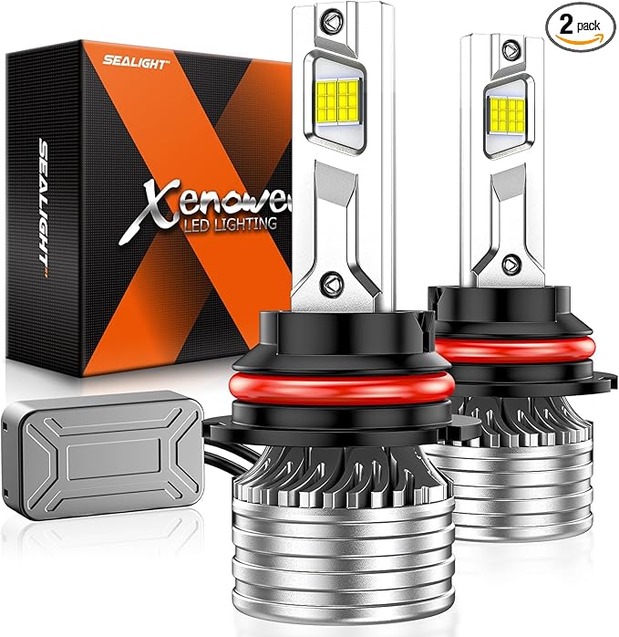 SEALIGHT 9007/HB5 Bulbs, X4I 9007/HB5 Headlight Fog Bulb with Adjustable Lock Ring, Cooling Fan, 70000LM Super Bright, Plug and Play, Fog Light, Pack of 2