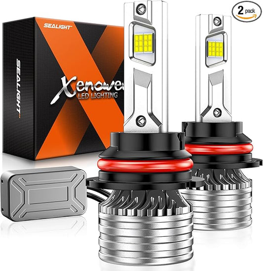 SEALIGHT 9007/HB5 Bulbs, X4I 9007/HB5 Headlight Fog Bulb with Adjustable Lock Ring, Cooling Fan, 70000LM Super Bright, Plug and Play, Fog Light, Pack of 2