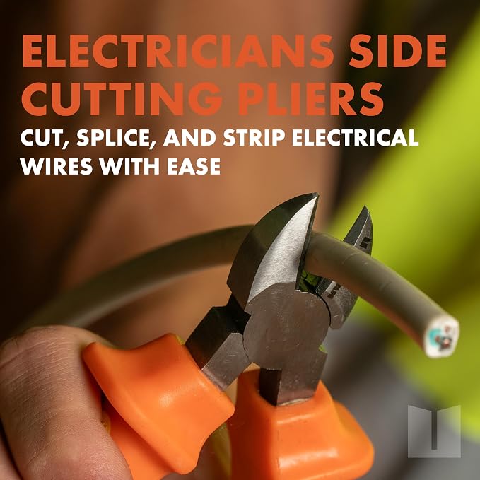 Ullman Insulated 6 in Side Cutting Pliers with Industrial Non-Slip Grip - Perfect Hand Tool for Electricians, HVAC, and Contractors