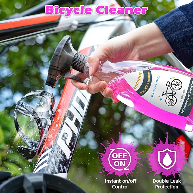 focopot Bike Cleaning Kit with Bicycle Cleaner(25 oz),Degreaser(10 oz),Oil Lubricant(2 oz),Cleaning Brush Tools,Bike Chain Cleaner Kit to Clean and Lube Mountain/Road/MT/EBike
