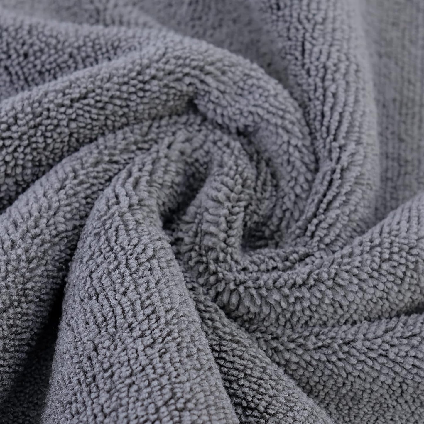 POLYTE Microfiber Cleaning Towel Ultrasonic Cut Edgeless (16x16, 24 Pack, Premium, Blue,Gray,Yellow)