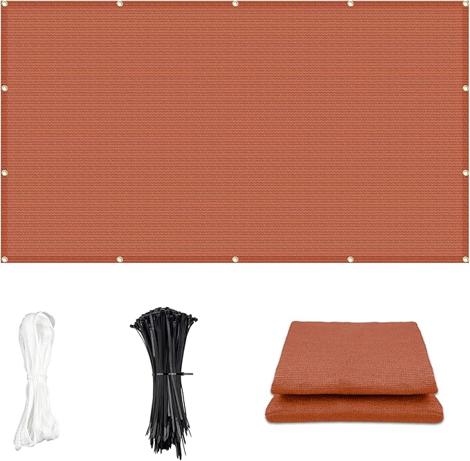 Cool Area Sun Shade Cloth with Grommets 15×20 FT Shade Panel Shade Tarp Screen Fabic for Outdoor Patio Pergola Cover Deck Garden, Terra Red (Customized)