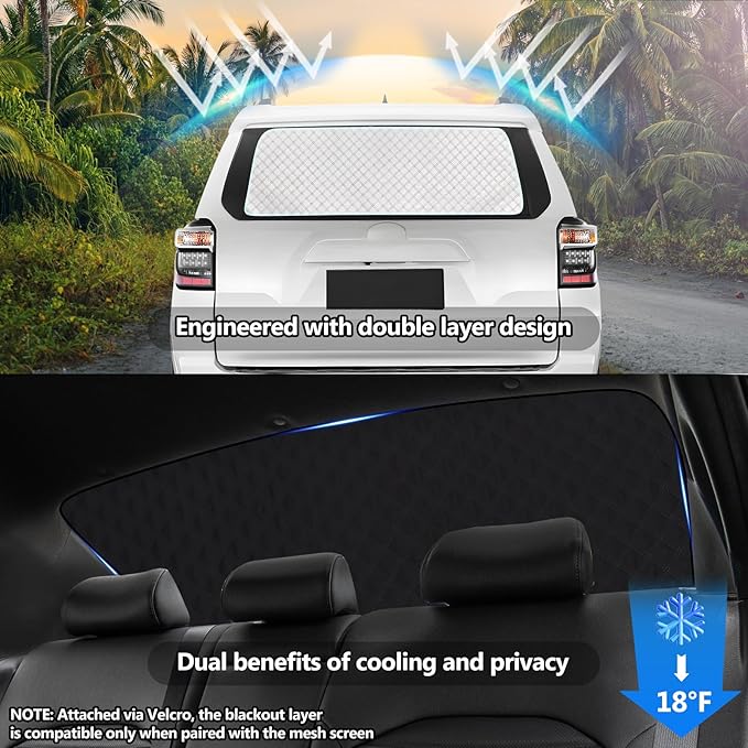 ZATOOTO Rear Windshield Sunshade for Toyota 4Runner 2017-2024 Rear Windshield Sunshield Double Layer for Sunshade and Privacy Offer Great Visibility Sun Blocker Back Window Sunshade for Toyota 4Runner