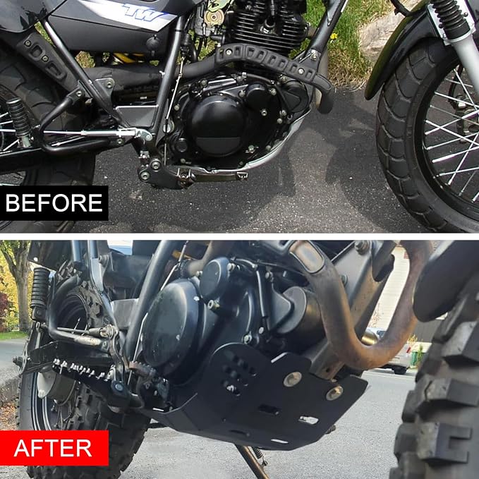 Motorcycle Skid Plate Replacement for Yamaha TW200 1987-2025 Under Engine Protection Aluminum Bash Plate(Black)