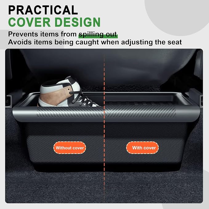2PC Under Seat Storage Box for Model Y Juniper | 2PC hidden under-seat organizers with lids. Fits 25-26 Model Y Juniper. No-slide design keeps cabin neat and rattle-free.