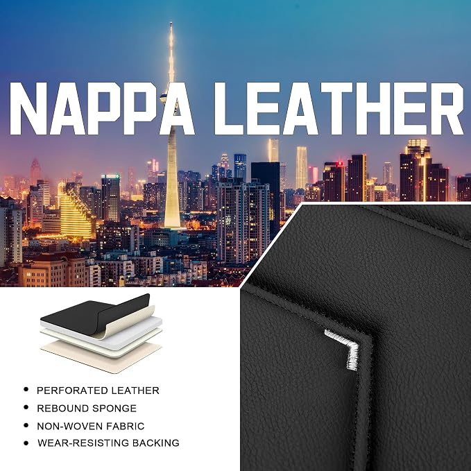 CTDS Car Seat Covers for Chevy Equinox 2005-2026, Stylish Sport Seat Cover, Premium Nappa Leather Car Seat Cover. Automobile Seat Covers Sets.(Standard 5 Seats/Black White)