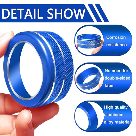 Knob Covers for Honda Civic Accessories 2026 2025 2022-2024 for CRV 2026 2025 2024 2023 for Acura Integra 2025 2024 2023 AC Knob, Air Vent, Audio Control, Push Start Button Cover Ring 11Pcs (Blue)