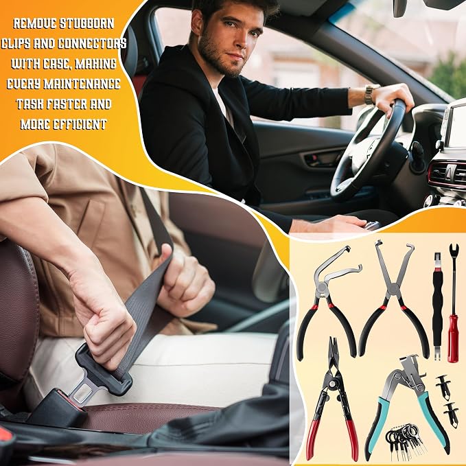 8 Pcs Car Clip Pliers Automotive Disassembly Tools Automotive Snap Ring Pliers Electrical Disconnect Pliers Terminal Removal Tools for Cars Repair