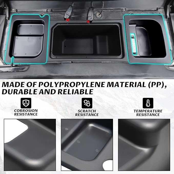 SAUTVS Left & Right Under Seat Storage Box for Ranger 570 500 15-21, Underseat Storage Bin Set Organizer Tray for Polaris Ranger 500 570 Mid Size 50" Wide 2015-2021 Accessories (2PCS, Left & Right)