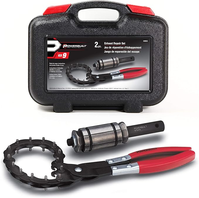 Powerbuilt Exhaust Tool Kit, Replace and Repair Vehicle Exhaust Pipes, Remove Dents, Chain Cutter, Expander, 2 Piece Set - 648634