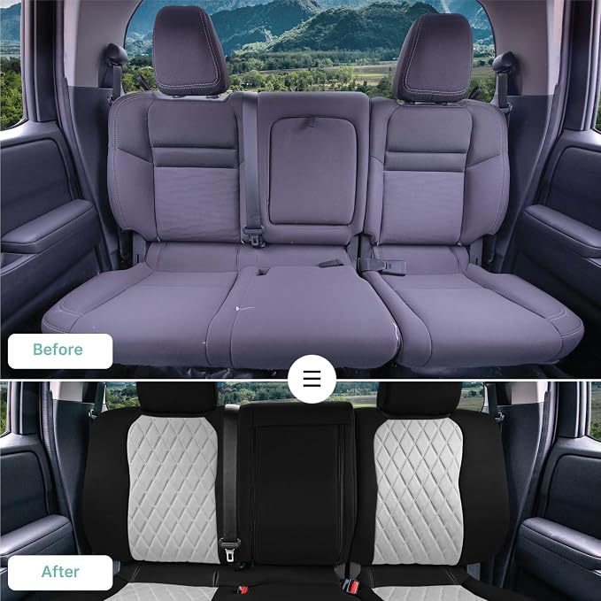 FH Group Custom Fit Car Seat Covers Specifically Made for 2022-2026 Nissan Frontier, Rear Set Gray Ultraflex Neoprene Waterproof Automotive Seat Covers for Pickup Truck, Nissan Accessories