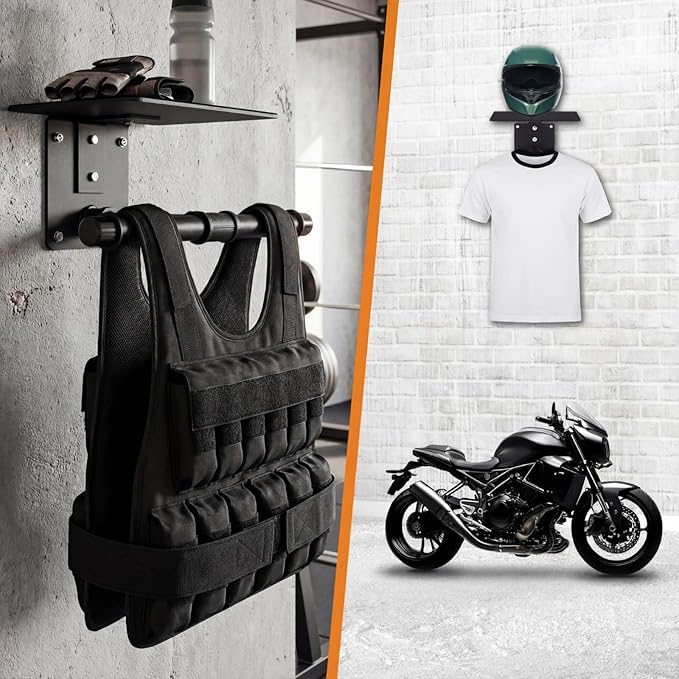Yaocom Weight Vest Hanger Wall Mount Heavy Duty Tactical Gear Police Vest Holder Motorcycle Helmet Rack Stand for Gym Home Garage Train Armor Breastplate Backpack Organizers