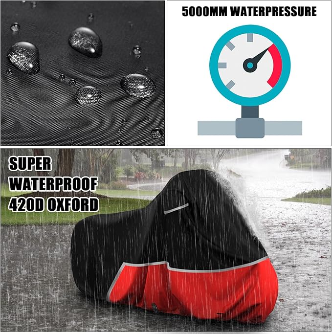 Waterproof Motorcycle Cover Replace for Harley Davidson Sport Models, 420D Oxford Cloth Nightster, Sportster Motorcycle Cover with Reflective Strips for Snow Rain Dust Hail Protection