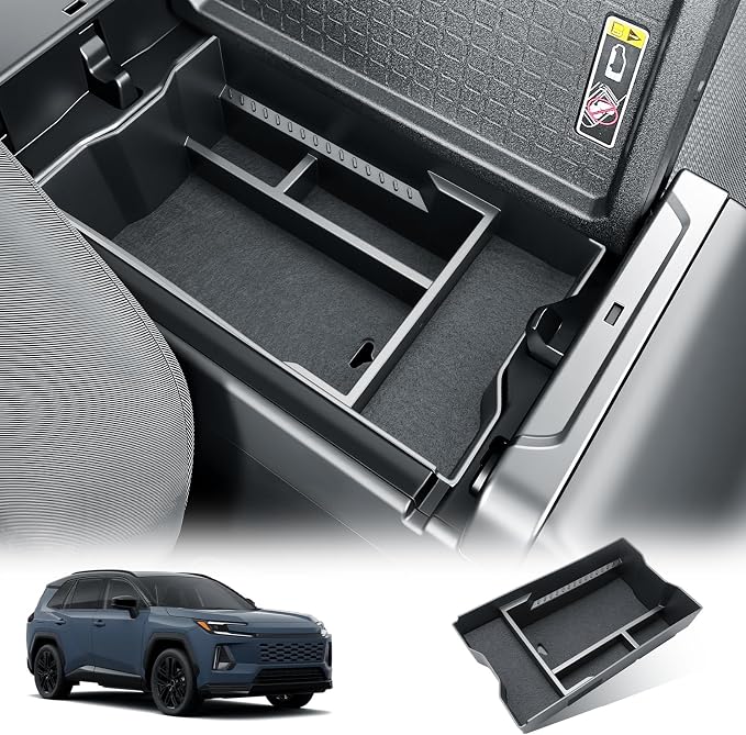 BIBIBO for 2026 Toyota RAV4 Center Console Organizer 2026 Toyota RAV4(LE/SE/XLE Premium/Woodland/XSE/Limited) Console Tray 2026 RAV4 Console Insert Tray