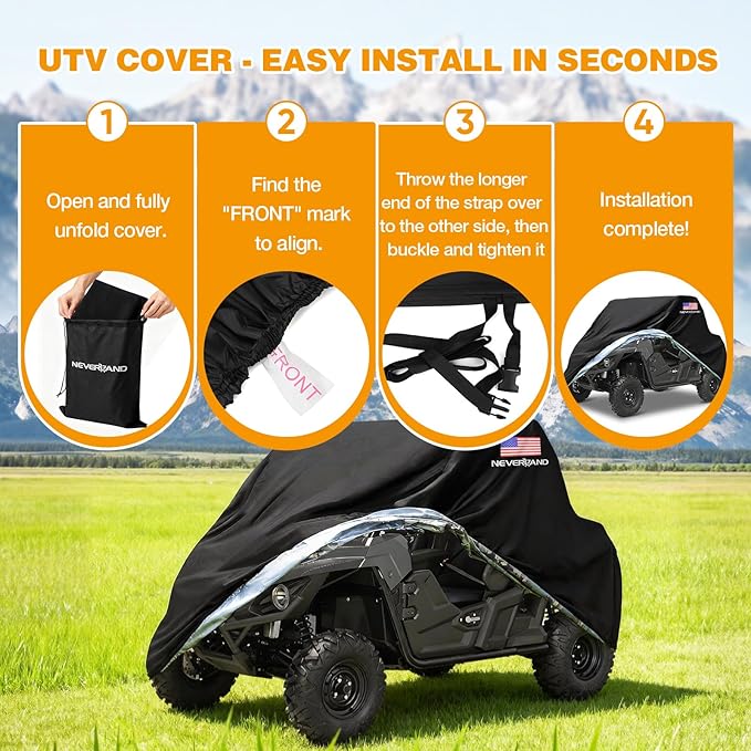 NEVERLAND UTV Covers Heavy Duty, 300D UTV Cover 2-3 Seater All-Weather Protection, Side by Side Cover Waterproof Outdoor Compatible with Honda Pioneer Polaris Ranger 114"x 65"x 73" (American Flag)