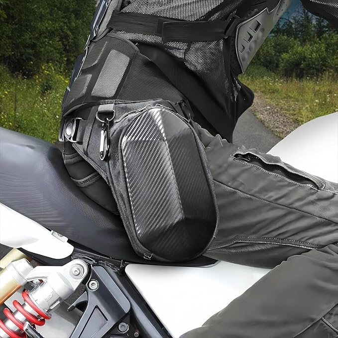 MZS Motorcycle Tank Bag, 4.5L Hard Shell Drop Leg Bag Thigh Waist Pack Magnetic Storage Bags for Men Women Cycling Hiking Running Black