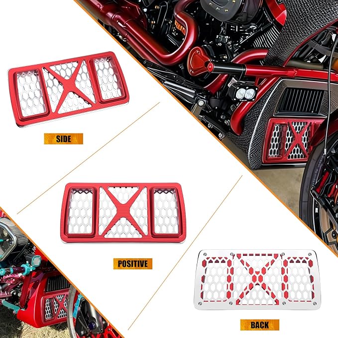 Radiator Guard Grille Oil Cooler Cover Fit For Harley Touring Road King Street Glide Electra Glide Ultra Limited 2023.5-2025 Red