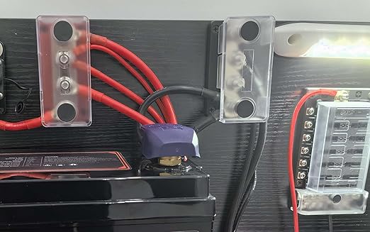 Bus Bars Copper 12V-48V 300A with 4 x 5/16”(M8) Posts Power Distribution Block, DC Battery Busbar Terminals Blocks 300 Amp for Car RV Solar PV Trailer Boat Marine Trucks, Red& Black 2 Pack
