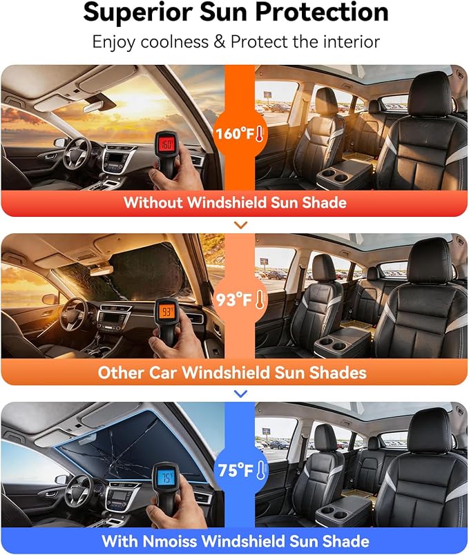 Nmoiss [Vinyl Coating Heat Shield] Windshield Sun Shade Umbrella Custom for Nissan Murano, Protect Car from Sun Rays & Heat Damage Keep Cool and Protect Interior