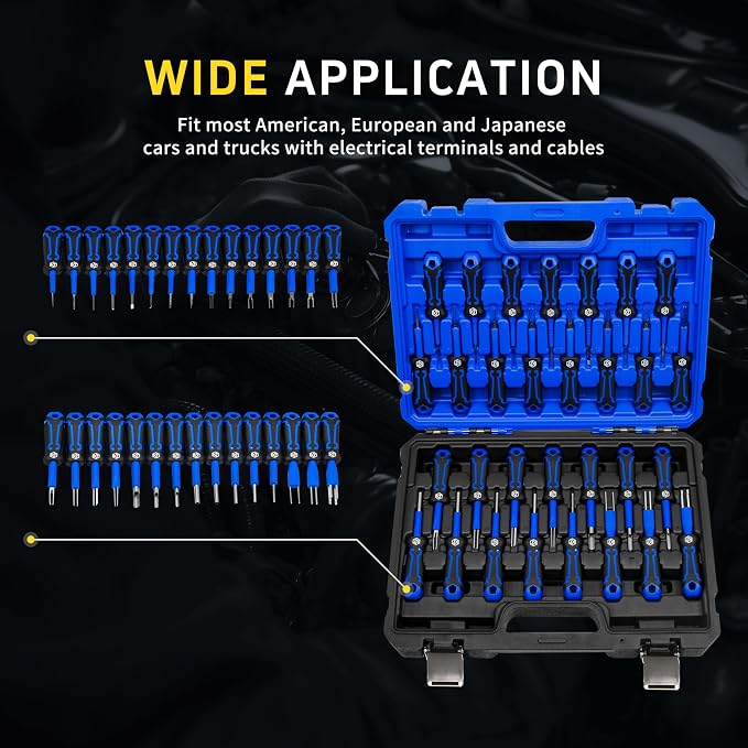 Kuntech 30 PCS Universal Terminal Release Kit, Universal Electrical Terminal Removal Tool for Replaces Universal Vehicle Wire Harness Pin Connector Release