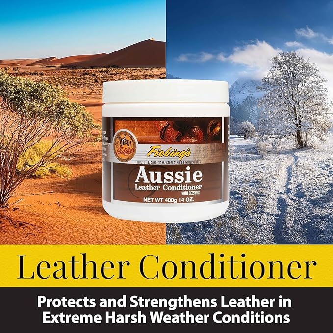 Fiebing's Aussie Leather Conditioner 2-Pack (14 oz) - Contains Beeswax to Withstand Hot Conditions - Preserve, Moisturize, Strengthen, Waterproof Leathercraft, Car, Furniture, Purse, Boot, Shoe
