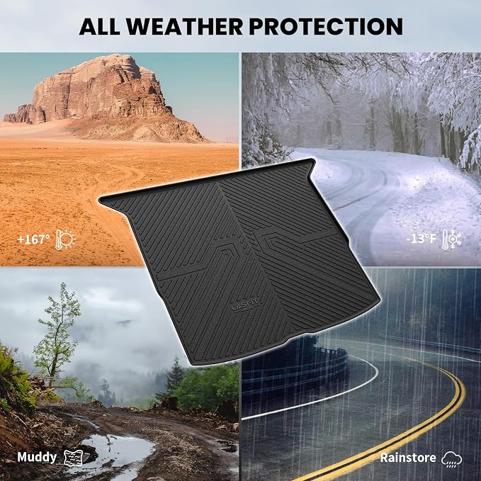 LASFIT Cargo Mat for Honda Passport 2025 2024 2023 2022 2021 2020 2019, All Weather Custom Fit TPE Trunk Mat Trunk Tray Cargo Tray, Black