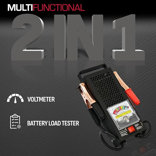 Schumacher ElectricCar Battery Load Tester and Voltmeter for Batteries Upto 1000 Cranking Amps,ChargingSystemDiagnosis for 6V/12V PowerSport,Automotive and MarineBatteries,Analog/BT-100 (Pack of 2)