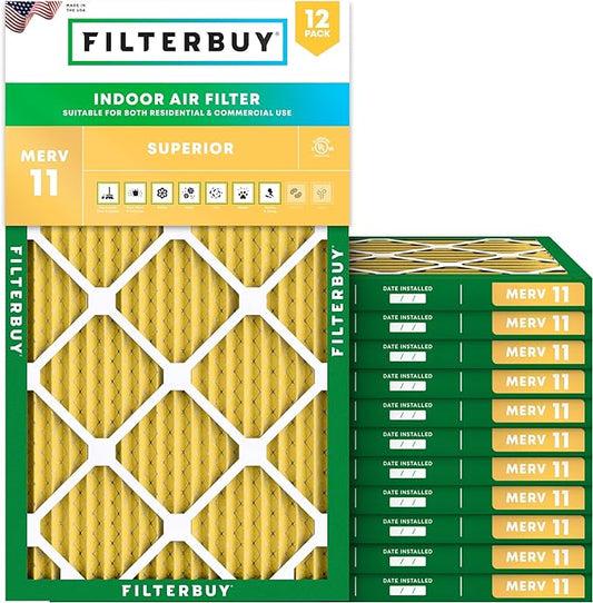 Filterbuy 24x36x1 Air Filter MERV 11 Superior Pet & Allergy Defense (12-Pack), Electrostatic Pleated HVAC AC Furnace Filters Replacement (Actual Size: 23.50 x 35.50 x 0.75)