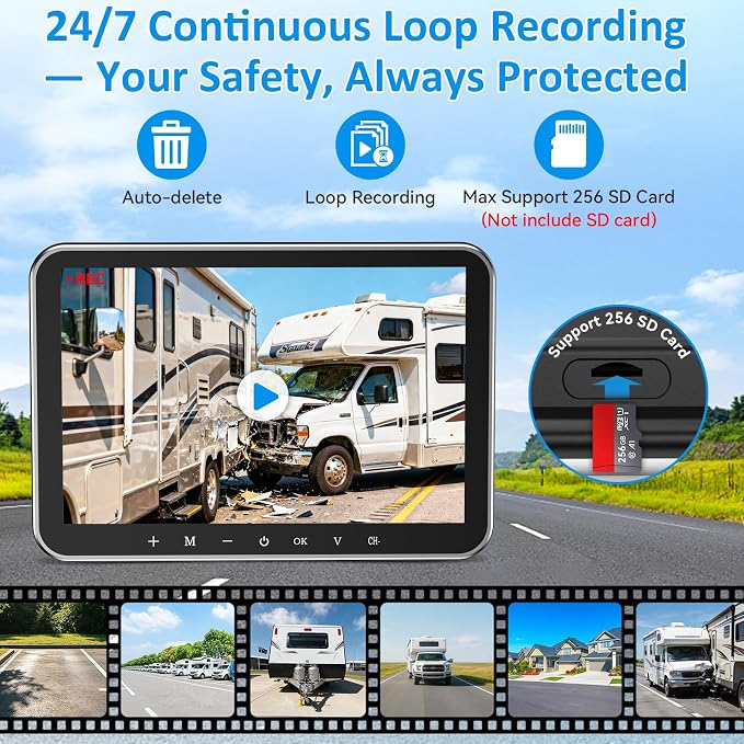 Plug-Play RV Camera System Wireless for Furrion Pre-Wired: 20-Min Easy Install for Trailer Camper - 8" HD 1080P Large Screen See Every Obstacle at a Glance for Campsite Reversing & Drive Monitoring