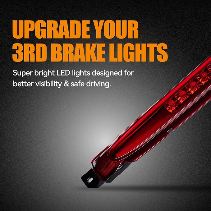 Third 3rd Brake Light LED for 2002-2009 Chevy Trailblazer GMC Envoy, High Mount Rear Brake Lights Assembly for 04-07 Buick Rainier, Waterproof Center Cab Lamp Stop Light (RED)