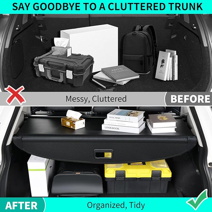 Tecoom Cargo Cover fit for Kia Telluride 2024 2023 2022 2021 2020 Accessories, Retractable Rear Trunk Cover Luggage Security Shade, Anti-Peeping Privacy Screen Protector, Carbon Fiber Texture