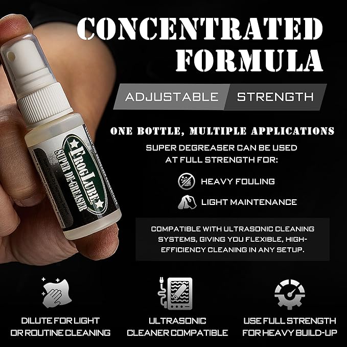 Frog Lube Super Degreaser – Concentrated Gun Cleaner Spray – Heavy Duty, Non-Toxic Gun Cleaning Solvent for Carbon, Copper, Fouling & Lead – Formulated by Retired Navy Seal