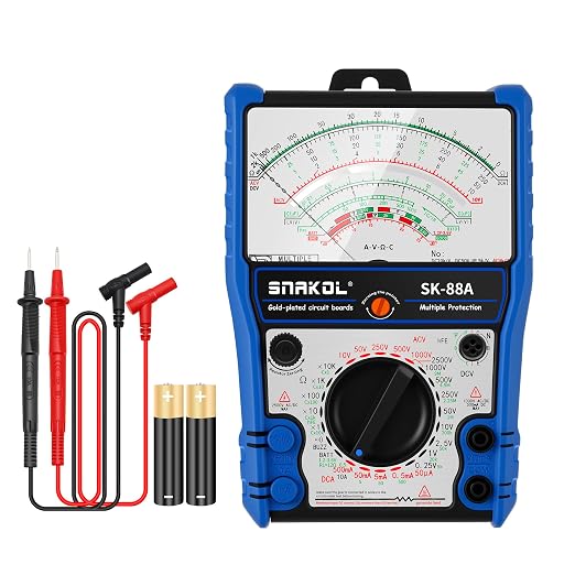 Analog Multimeter Tester, Analog Voltmeter Multimeter, Fieldpiece Volt Meters and Multimeters for AC/DC Volt 2500V, DC Current 10A, RX 10K, Battery Tester, Diode/LED Testing,24 Range