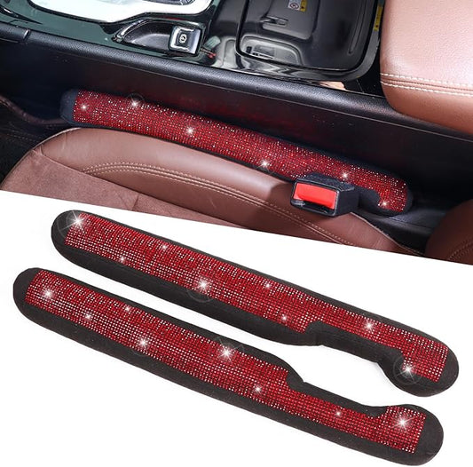 ToBeQueen Car Seat Gap Filler Red Bling Car Accessories for Women Universal Fit for Car Truck SUV, 2 Pack Handmade Crystal Rhinestone Diamond Bling Gap Filler(Red)
