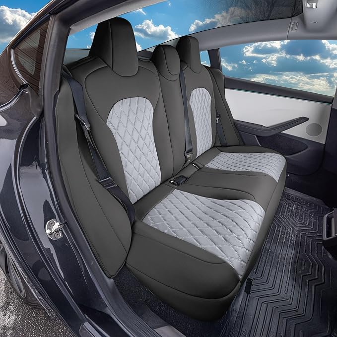 FH Group Custom Fit Seat Covers Compatible with Tesla Model 3 2024–2026 Full Set Seat Covers for Tesla Sedan (Front Seats + Rear Seats) Ultraflex Neoprene Car Seat Covers, Gray